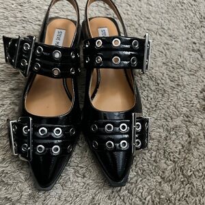 Steve Madden Black Patent Buckle Flats